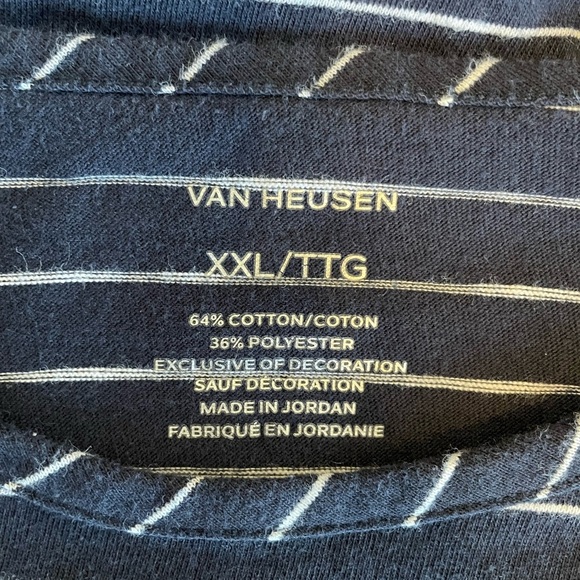 Van Heusen blue white striped floral lace short sleeve blouse size XXL - Picture 6 of 6